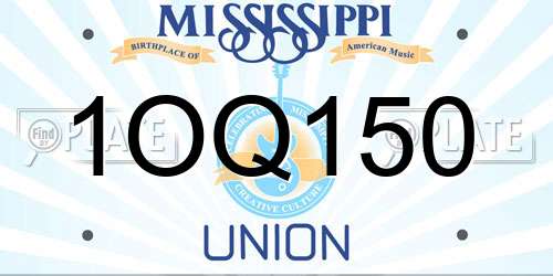 1OQ150 Mississippi License Plate