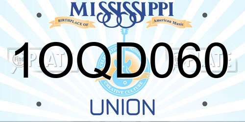 1OQD060 Mississippi License Plate
