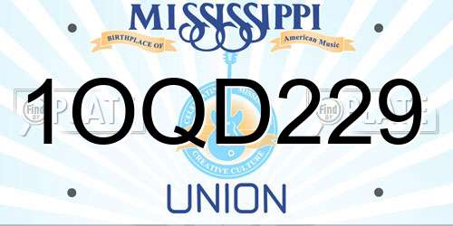 1OQD229 Mississippi License Plate