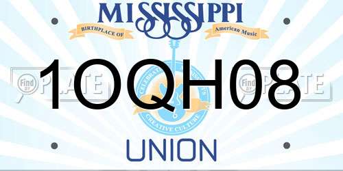 1OQH08 Mississippi License Plate