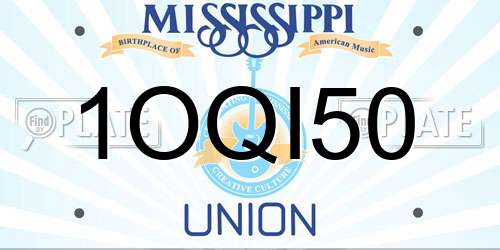 1OQI50 Mississippi License Plate