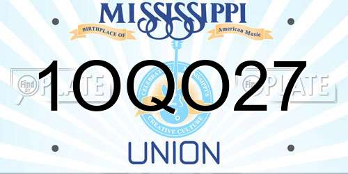 1OQO27 Mississippi License Plate