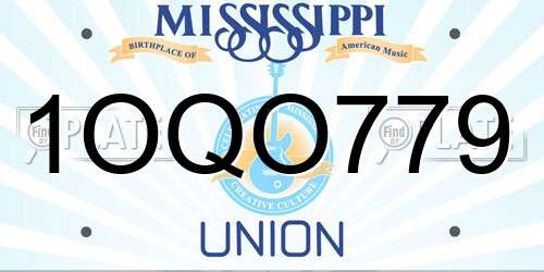 1OQO779 Mississippi License Plate