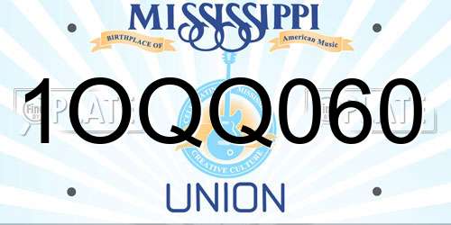 1OQQ060 Mississippi License Plate