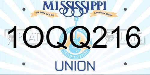 1OQQ216 Mississippi License Plate