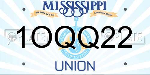 1OQQ22 Mississippi License Plate