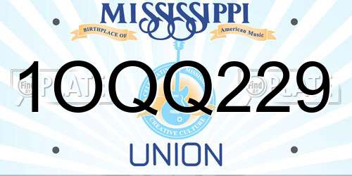 1OQQ229 Mississippi License Plate