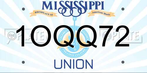 1OQQ72 Mississippi License Plate