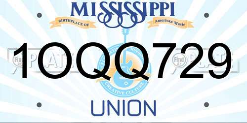 1OQQ729 Mississippi License Plate