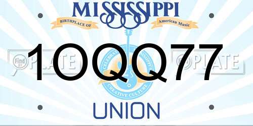 1OQQ77 Mississippi License Plate