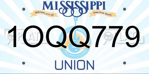 1OQQ779 Mississippi License Plate