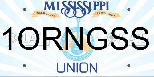 1ORNGSS Mississippi License Plate