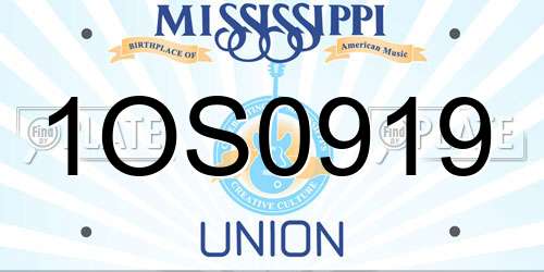 1OS0919 Mississippi License Plate
