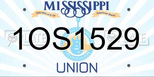 1OS1529 Mississippi License Plate