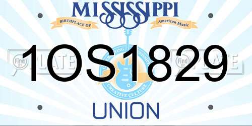 1OS1829 Mississippi License Plate