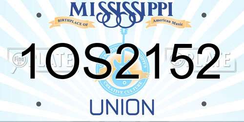 1OS2152 Mississippi License Plate