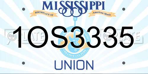 1OS3335 Mississippi License Plate