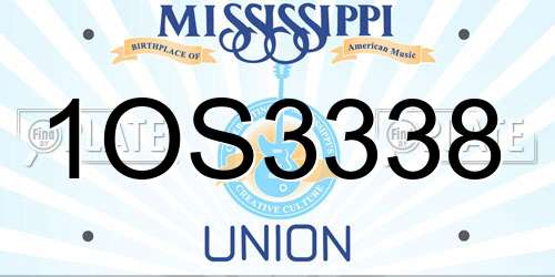 1OS3338 Mississippi License Plate