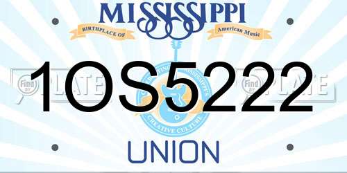 1OS5222 Mississippi License Plate