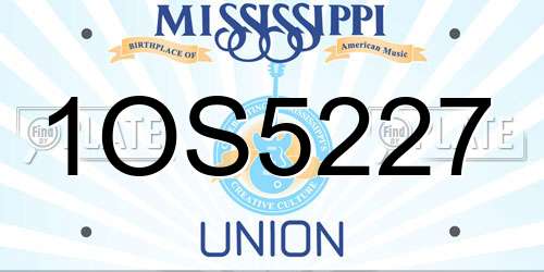 1OS5227 Mississippi License Plate