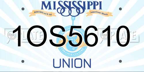1OS5610 Mississippi License Plate