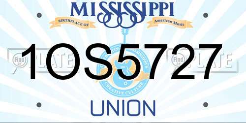 1OS5727 Mississippi License Plate