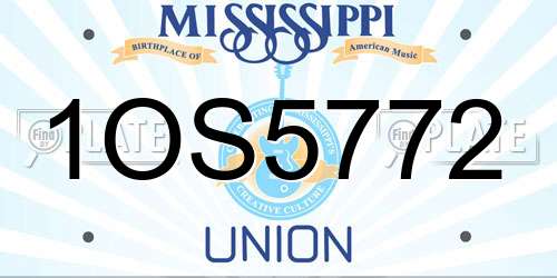 1OS5772 Mississippi License Plate