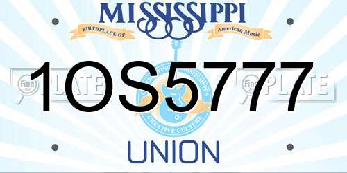1OS5777 Mississippi License Plate