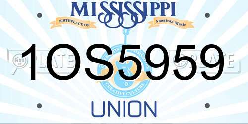 1OS5959 Mississippi License Plate