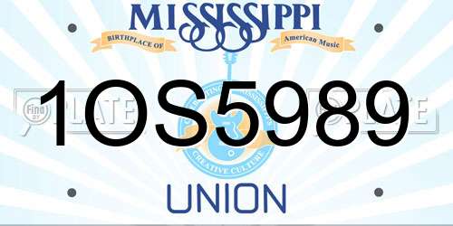 1OS5989 Mississippi License Plate
