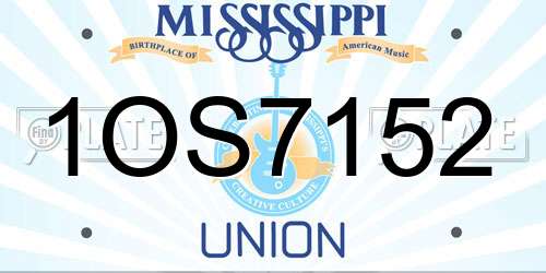1OS7152 Mississippi License Plate
