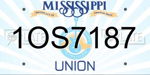 1OS7187 Mississippi License Plate