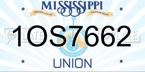 1OS7662 Mississippi License Plate