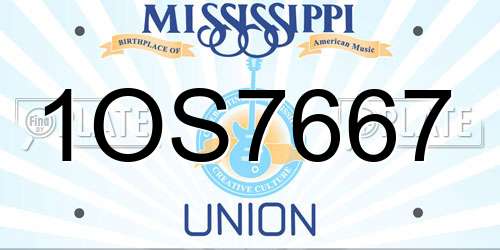 1OS7667 Mississippi License Plate