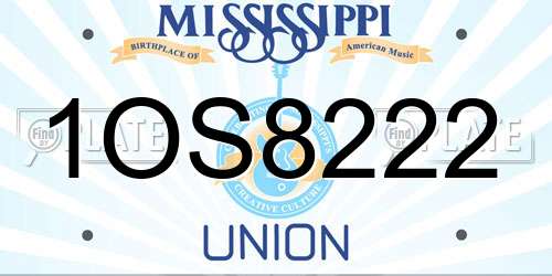 1OS8222 Mississippi License Plate