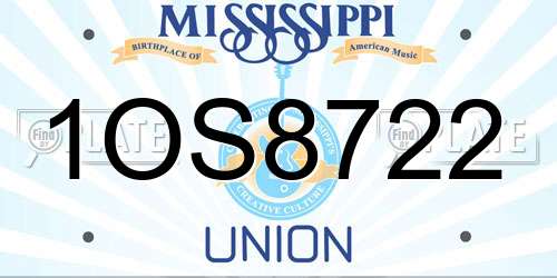 1OS8722 Mississippi License Plate