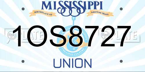 1OS8727 Mississippi License Plate