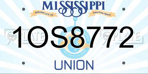 1OS8772 Mississippi License Plate