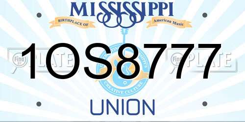 1OS8777 Mississippi License Plate