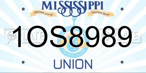 1OS8989 Mississippi License Plate