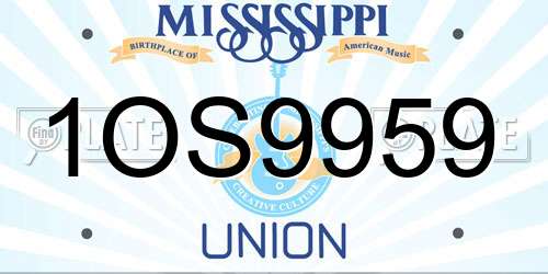 1OS9959 Mississippi License Plate