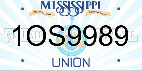 1OS9989 Mississippi License Plate