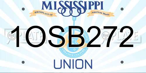 1OSB272 Mississippi License Plate