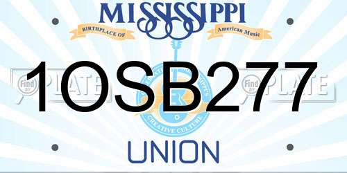 1OSB277 Mississippi License Plate