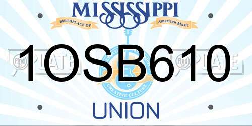 1OSB610 Mississippi License Plate