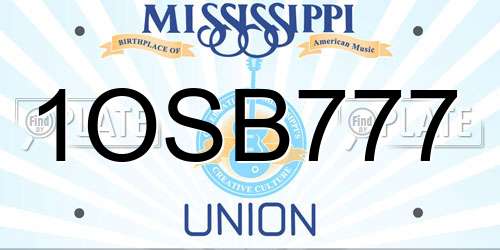 1OSB777 Mississippi License Plate