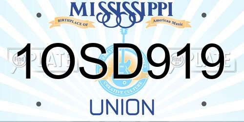 1OSD919 Mississippi License Plate