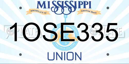 1OSE335 Mississippi License Plate