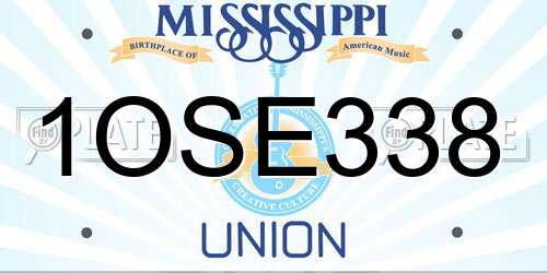 1OSE338 Mississippi License Plate