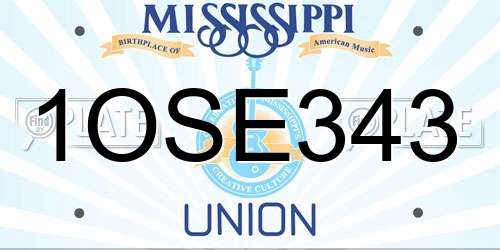 1OSE343 Mississippi License Plate